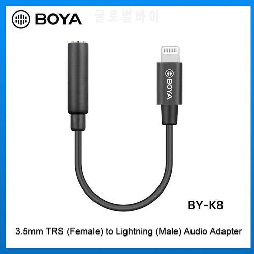 BOYA BY-K8/K9 Audio Adapter Cable 3.5mm TRS/TRRS Female to Lighning/Type-C for Smartphone Camera Microphone Accessories