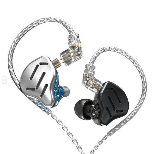 KZ ZAX In Ear Earphones 1DD+7BA HIFI Bass Monitor Headset Hybrid technology Noise Cancelling Earbuds Wired Headphones
