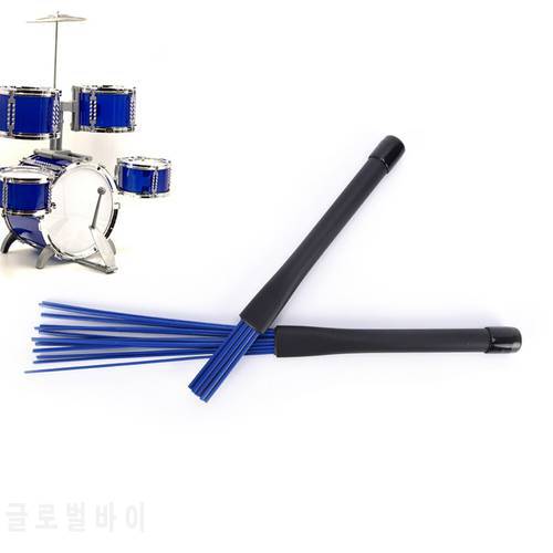 1Pc 32cm Black/Blue Jazz Drum Brush Telescopic Drum Nylon Rubber Handle