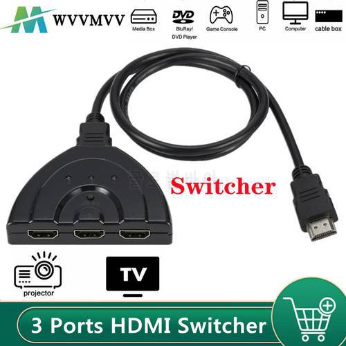 HD Mini 3 Port Splitter HDMI Cable Adapter 1.4b 4K * 2K 1080P Switcher HDMI Switch 3 in 1 out Port Hub for HDTV Xbox PS3 PS4
