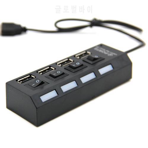 USB 2.0 Hub Splitter 4 Ports Expander With ON/OFF Switch USB Hab High Speed Adapter For PC Computer