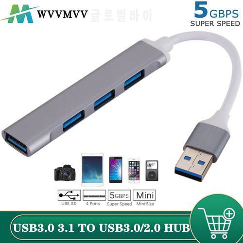 WVVMVV USB HUB USB 3.0 4 Ports HUB Multi Splitter Adapter OTG For Xiaomi Lenovo Macbook Pro Air PC Computer Notebook Accessories