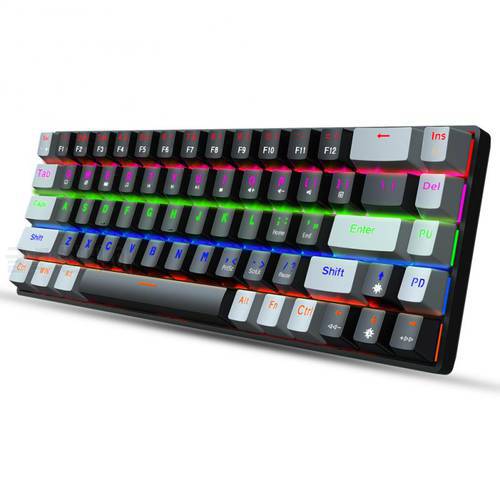 V800 Mechanical Keyboard Blue/Red Axis 68-key Dual-color RGB Multiple Backlit Gaming Keyboard Wired Game Keyboard For PC Tablet