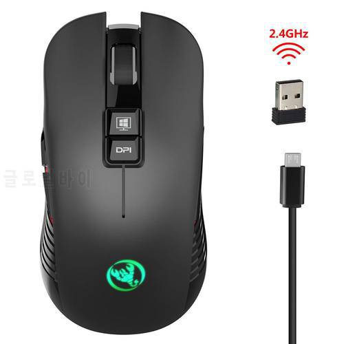 HXSJ T30 Wireless Gaming Mouse Mice 3600DPI 7-Color Computer Mouse Backlight Rechargeable Ergonomic Mice For PC Laptop Desktop