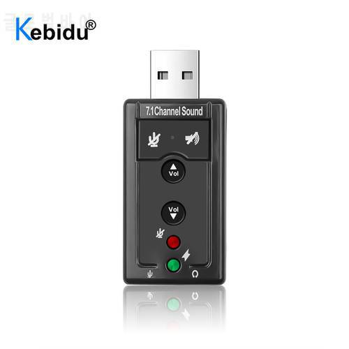 Kebidumei 7.1 CH USB Audio Sound Card USB 2.0 Mic Speaker Audio Headset With Microphone 3.5mm Jack Converter for Laptop