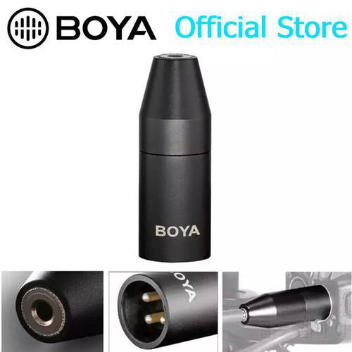 BOYA 35C-XLR 3.5mm (TRS) Mini-Jack Female Microphone Adapter to 3-pin XLR Male Connector for Sony Camcorder Recorder Mixer Audio