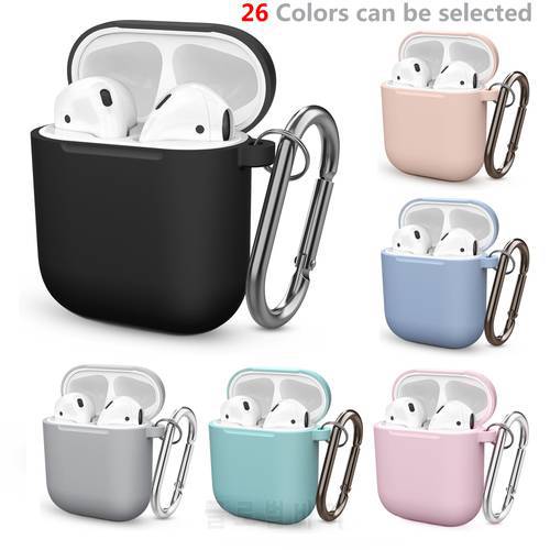 Silicone Cover With Hook Case For Apple airpods case Case sticker Bluetooth Case For Air Pods 1/2 case Earphone Accessories skin