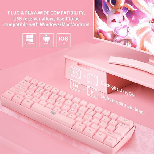 G61 61 Keys RGB Backlit 2.4G Bluetooth-compatible Dual Mode Wireless Keyboard Gaming Computer Keyboard For Gamer PC Laptop