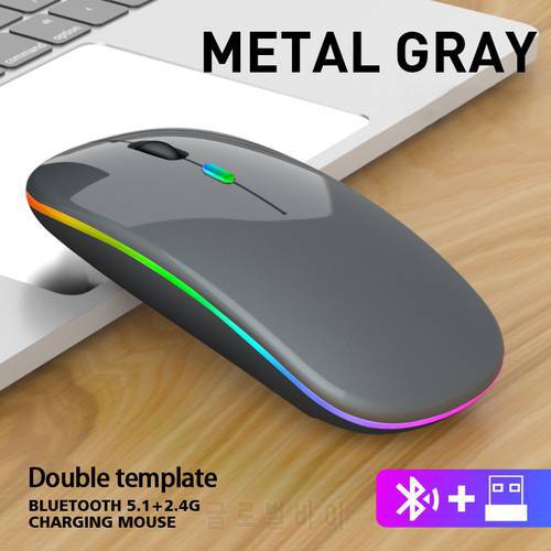 Wireless Mouse Bluetooth Computer Mouse Gaming Slim Silent Rechargeable Ergonomic Mause With LED Backlit USB Mice For PC Laptop