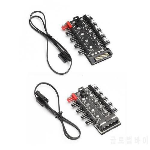 4 Pin PWM Cooler Fan Hub Splitter Adapter Socket Replacement PC Speed Controller Adapter PC 1 to 10 10Pin PWM Cooling Fan