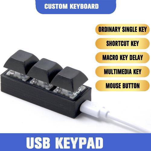 USB Wired 3Key Mini Keypad Copy paste shortcut Space Enter Macro Audio Custom Programmable Game Keyboard Shortcut Multimedia Key