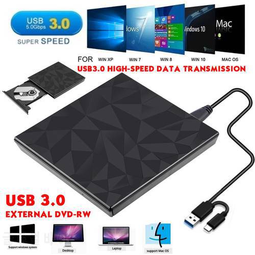 NEW USB 3.0 Type C DVD Drive CD Burner Driver High-speed Read-write Recorder External DVD-RW Player Writer Reader for WIN7/8/10