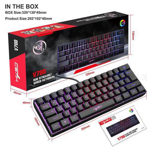 Wired Gaming Keyboard Adjustable RGB Multiple Shortcut 61 Keys Keypad USB Backlight For PC Gamers shipping Pink keyboard