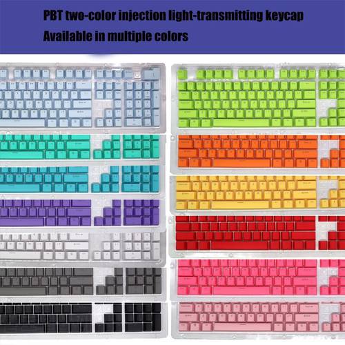 PBT keycaps OEM Height 104 Keys Solid Color Backlight Keycaps Suitable for Mechanical Keyboard Installation (MX Switch)