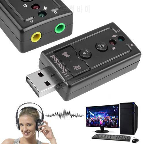 7.1 Virtual USB Sound Card External Audio Adapter For Desktop Laptop 3.5mm AUX Headphone Microphone Converter