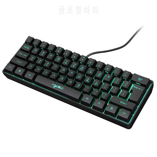 Wired Gaming Keyboard Adjustable RGB Backlit Multiple Shortcut 61 Keys keyboard Mechanical Feeling For Computer Laptop PC Gamer