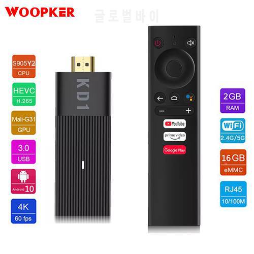 TV Stick KD1 Amlogic S905Y2 Android 10.0 2GB 16GB Support Google Certified Voice 1080P 4K Dual Wifi BT4.2 HDR10