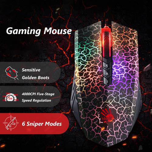 2021 USB Optical Gaming Mouse For Bloody A70 A90 4000DPI Colorful Glare Wired Gaming Mice Professional Gamer Mouce for PC Laptop