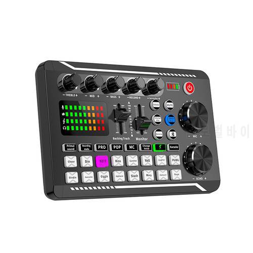 Sound Card 16 Sound Effects Noise Reduction Mixers Headset Mic Voice Control for Phone PC Computer DJ Music Studio Party