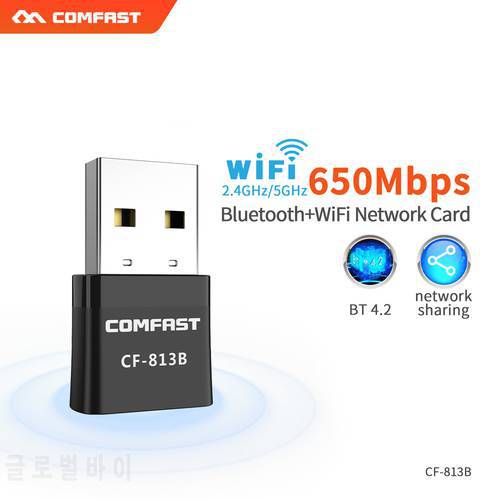 USB Bluetooth WiFi Adapter 5Ghz Dual Band 650Mbps AC Wireless Receiver Mini WiFi Dongle BT4.2 WIFI Network card for pc / laptop