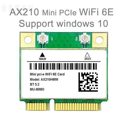 AX210HMW MINI PCIE AX210 WIFI adapter 5374Mbps wifi 6E 5G/6G wireless network card 802.11AX/AC BT 5.2 MU-MIMO For Windows10/11