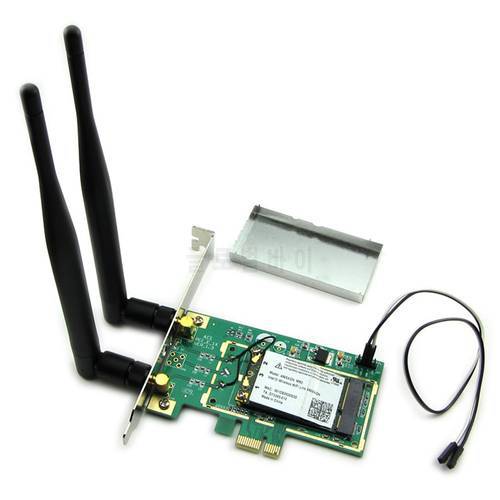 Wireless WiFi Network Card Mini PCI Express PCI-E to PCI-E 1X Desktop Adapter Bluetooth-compatible Converter with 2 Antenna
