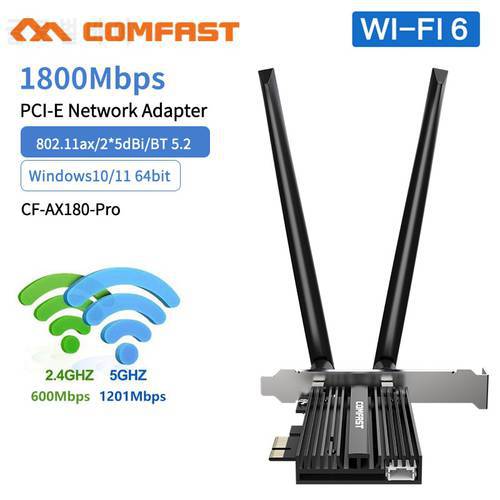 Wifi 6 PCIe Adapter 1800Mbps 2.4G/5GHz PCI Express Bluetooth-5.2 Card For Computer PC Wireless Network Card Wi-fi Board