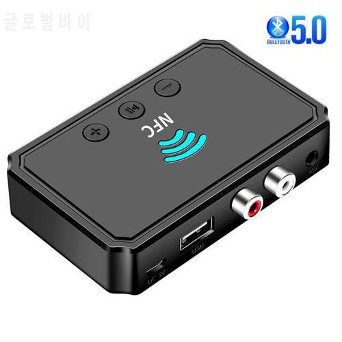 Bluetooth-compatible 5.0 Receiver Transmitter FM Stereo AUX 3.5mm Jack RCA Optical Wireless Handsfree Call NFC Audio Adapter TV
