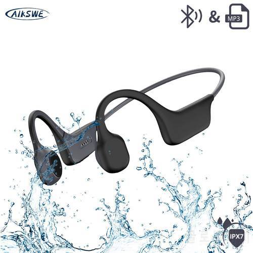 AIKSWE Bone Conduction Headphones IPX7 Waterproof Bluetooth Wireless Sports Earphones 32GB/MP3 Music Player Headset For Running