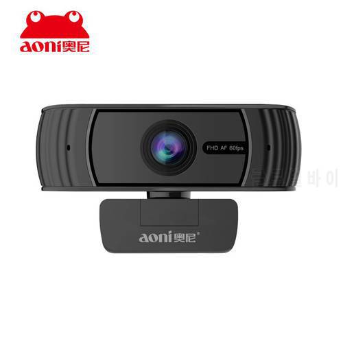 Aoni Webcam HD Computer PC WebCamera auto focus with Microphone Rotatable Cameras for Live Stream Video Class Conference PC Game