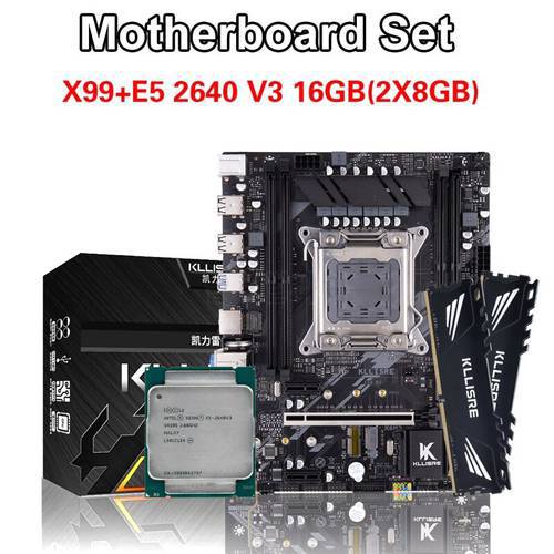 Kllisre kit xeon x99 motherboard LGA 2011-3 E5 2640 V3 CPU 2pcs X 8GB =16GB 2666MHz DDR4 memory