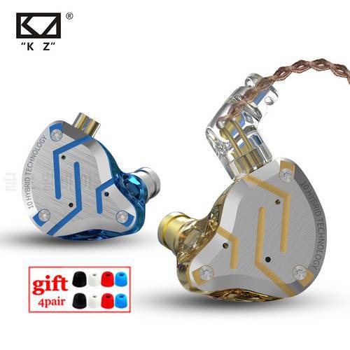 KZ ZS10 Pro 4BA 1DD Hybrid In Ear Metal Earphones10 Drivers HIFI Bass Earbuds Monitor Sport Noise Cancelling Headset ZSX ZAX Z3