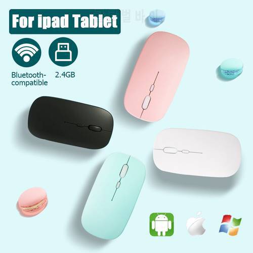 Rechargeable Wireless Bluetooth Mouse For Computer PC,iPad Mouse Dual Modes Wireless Bluetooth+USB Mouse 3 Mode Adjustable DPI