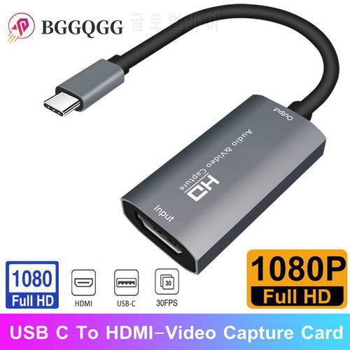 HD HDMI to USB-C Video Capture Card 1080P Type C to HD-MI Video Capture Board Game Record Live Streaming Broadcast