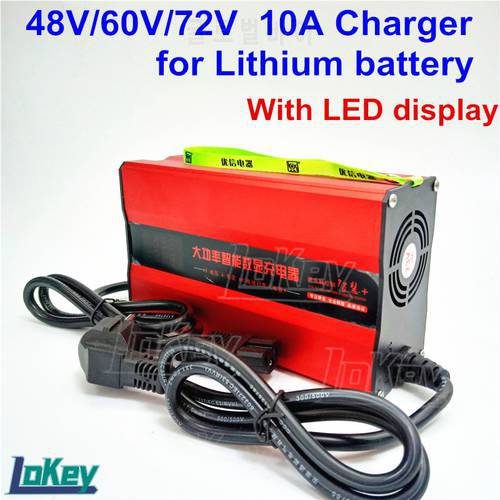 48V 60V 72V 10A fast smart chargers 54.6V 58.8V 58.4V 67.2V 71.4V 20s 73V 84V 87.6V lipo lifepo4 battery Charger LCD cargadores