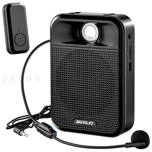 DEXILIO Portable Voice Amplifier With Wired/Wireless 2 in 1 Microphone Headset 10W PA System Loud Speaker With Bluetooth/FM/MP3