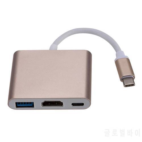 Type C PD Video Converter Three-in-one Docking Station HUB Converter 4K Video HDMI-compatible Type C 2 USB 3.0 PD Adapter