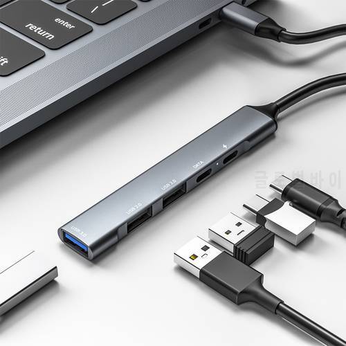 5 in 1 USB Hub Docking Station Type C to USB 2.0 USB 3.0 PD HUB Power Adapter 5 Ports USB Multi Splitter for Desktop Dropshippin