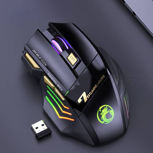 2.4GHz Wireless RGB Mouse Adjustable DPI 7 Keys Ergonomic Silent Gaming Mice for PC Gamer Mute Mouse Laptop Accessories