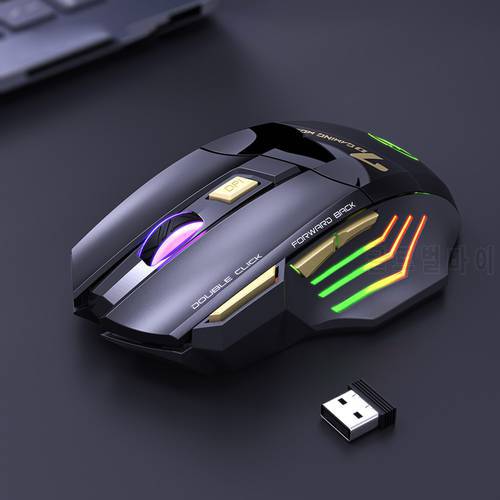7 Buttons 2.4GHz Rechargeable RGB Wireless Mouse for Gamer PC Laptop Desktop Adjustable DPI Mute Ergonomic Gaming Mice