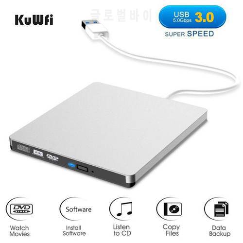 KuWFi USB 3.0 External DVD Burner Writer Recorder DVD RW Optical Drive CD/DVD ROM Player MAC OS Windows XP/7/8/10 ABS Plastic