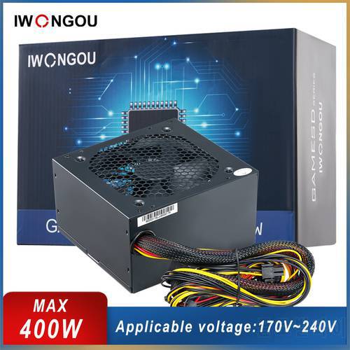 IWONGOU PC Power Source 400w Max For Intel AMD 24 Pin 12V ATX PC Fonte 230w Rated GAMESD 400 Pico Psu