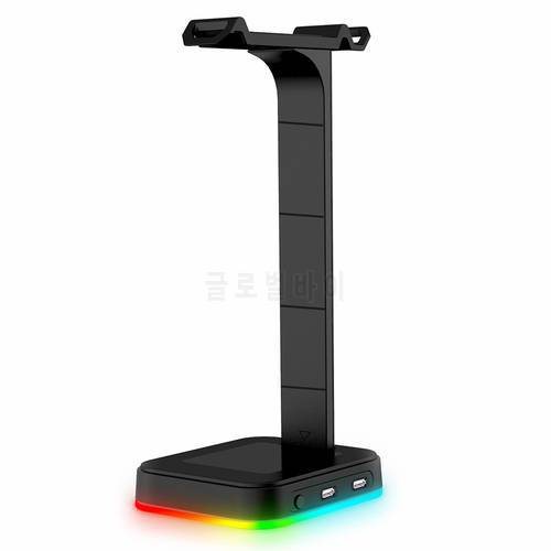 RGB Headphone Stand Gaming Headset Holder Earphone Display Stand with 2 USB Charging Ports Headphone Holder Gamer Accessories