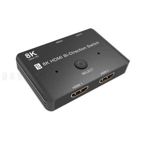 NEW Switcher HDMI 2.1 Two-way 1x2 or 2x1 HDMI Splitter 48Gbps 8K@60Hz 4K@120Hz Adapter Switch Button For HDTV PS5 RTX 3080