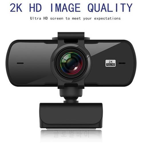 2K HD Webcam Mini Computer PC WebCamera Built-in Microphone Rotatable Cameras for Live Broadcast Video Calling Conference Work