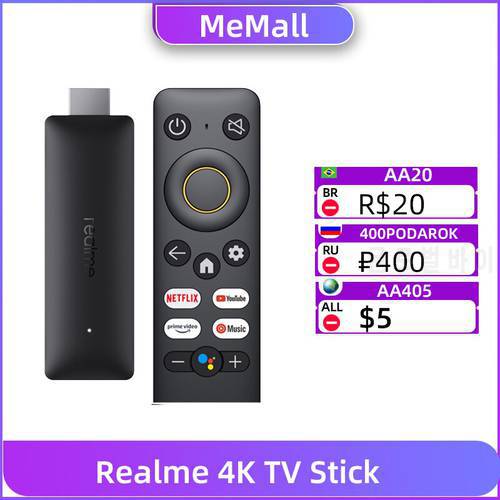 realme 4K Smart TV Stick 1080P Global Version 1/2GB RAM 8GB ROM ARM Cortex A35 Quad Core Bluetooth 5.0 Google TV Stick Android