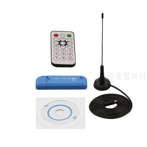 USB 2.0 Digital DVB-T SDR+DAB+FM HDTV Video Equipment TV Tuner Receiver Stick with Aerial RC RTL2832U And FC0012 USB Dongle