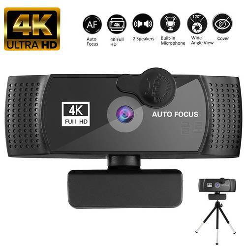 4K Full Hd 1080p Webcam with Microphone for Video Conference Webcam 2K 4K Auto Focus Webcam PC USB Connection Webcam