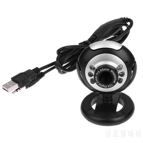 USB 2.0 Web Camera with 6 LED Light Night Vision Clip-on Webcam Camera for Laptop Desktop Computer