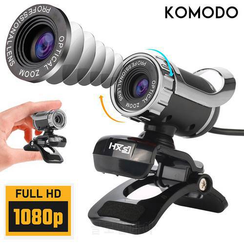 Webcam with Microphone 1080P 360° Rotation HD Webcam Computer Camera USB Cameras for Desktop PC Laptop Manual Focus Streaming